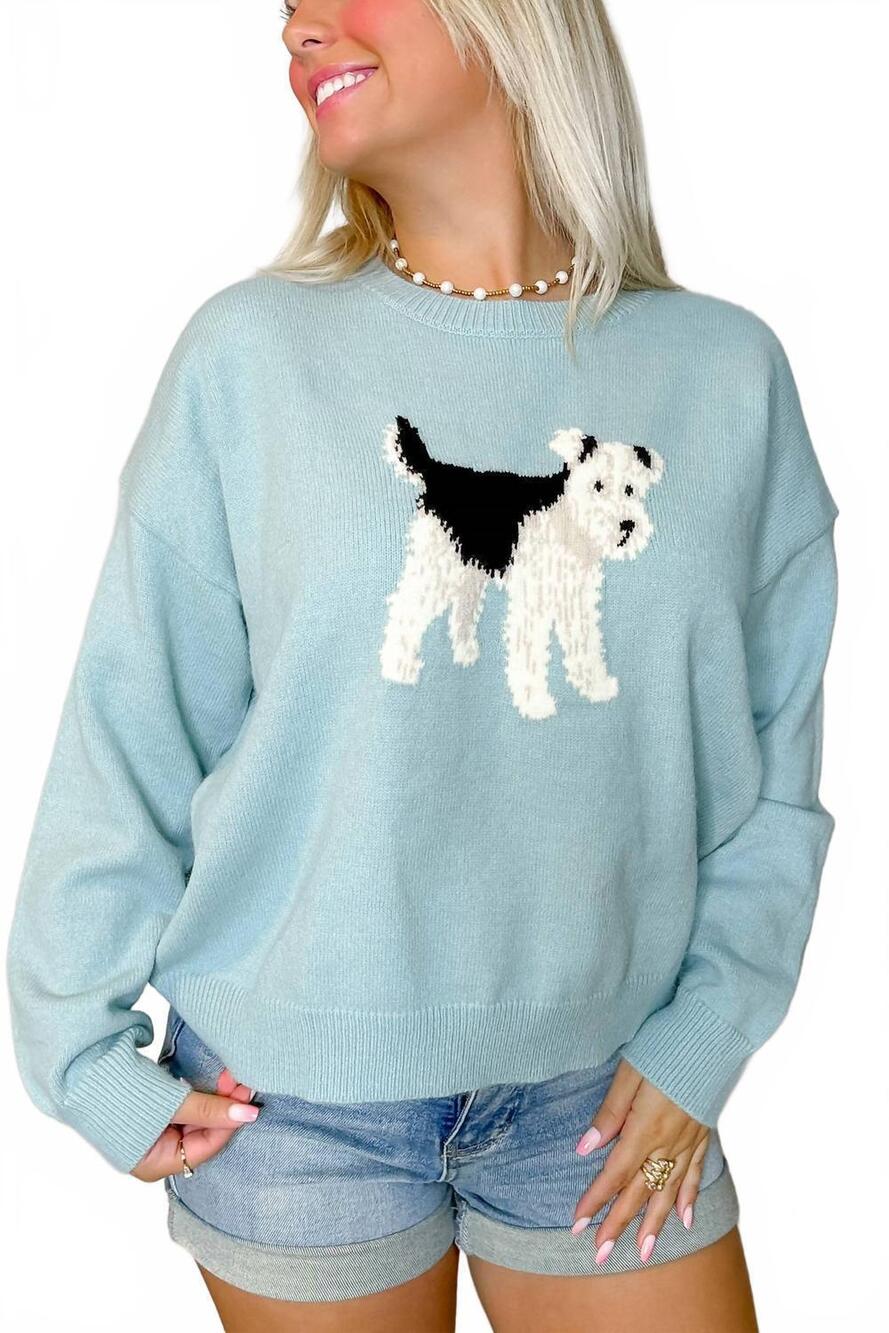 NEW LE LIS women's the terrier sweater in blue